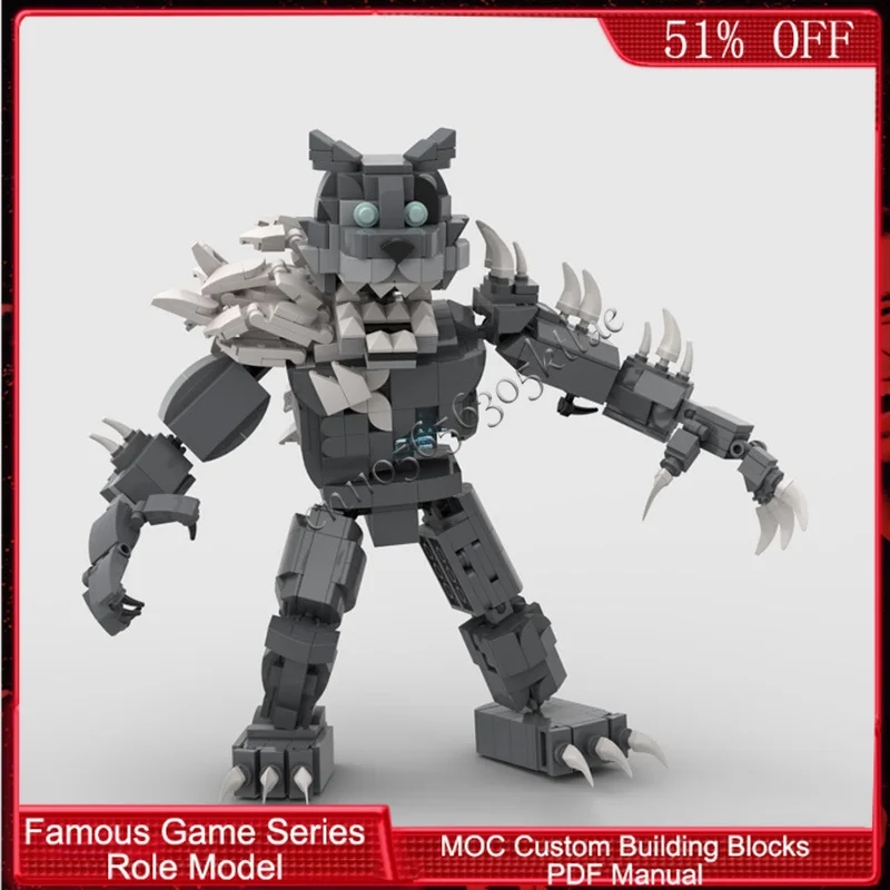 775 PCS Série de Personagens de Jogos Populares, Lobo Contorto MOC, Blocos de Construção Modulares Personalizáveis, Brinquedos DIY para Presentes de Férias