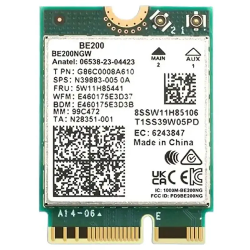 

BE200 WIFI 7 Wireless Wifi Card Wifi 6E BE200NGW Bluetooth 5.4 802.11AX Tri-Band M.2 NGFF Network Adapter