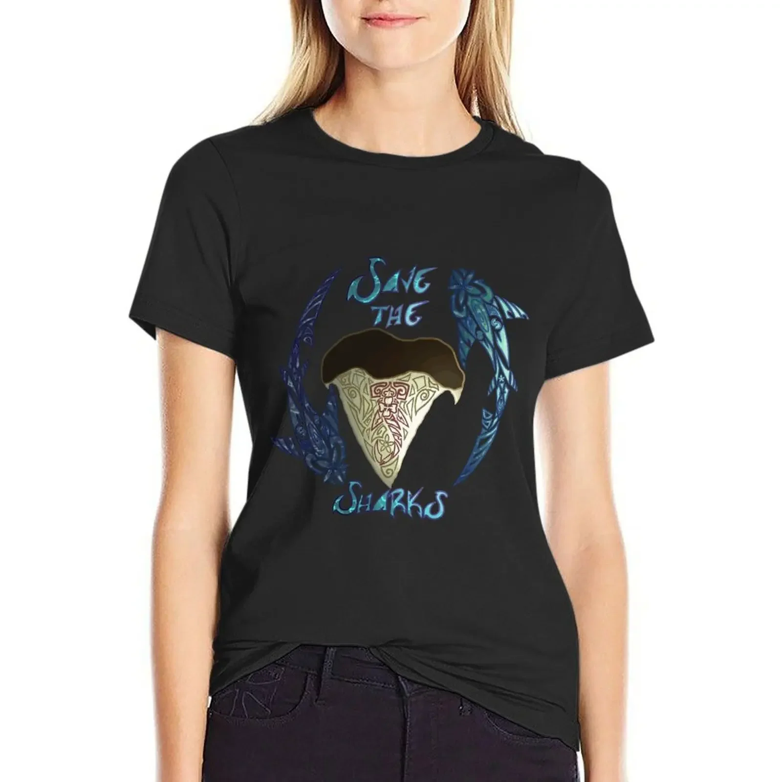 

Save The Sharks T-Shirt lady clothes animal print hippie clothes Women clothes