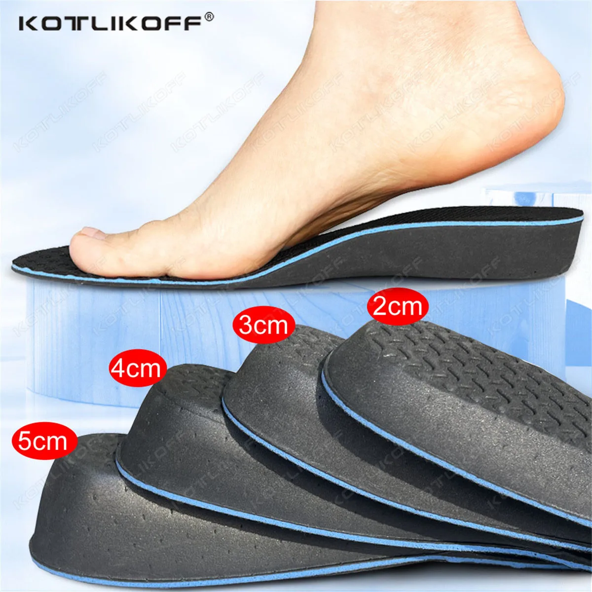 Magnet Massage Height Increase Insoles Invisible Add 2/3/4/5CM Ultra Light Not Collapsing Arch Support Height Increase Shoe Pads