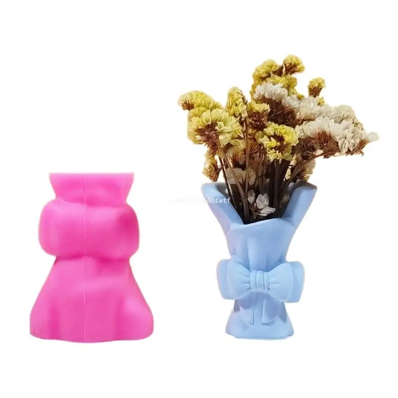 Silicone Flower Pots Mold Epoxy Resin Molds Bowknot Pen Holder Holder Cement Planter Mould Home Decorations Dropship