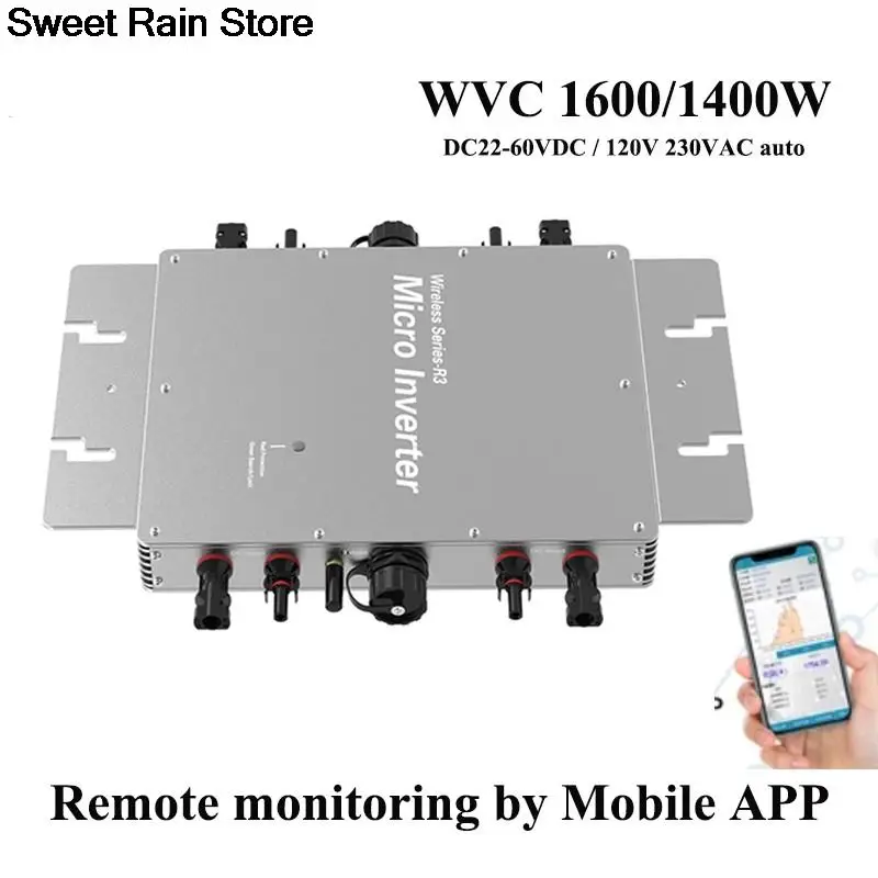 WVC 1200 واط 1400 واط 1600 واط الشمسية شبكة التعادل العاكس المدخلات DC22V-60V إلى AC110V/220 فولت WVC على الشبكة مايكرو عاكس الطاقة WIFI الإصدار