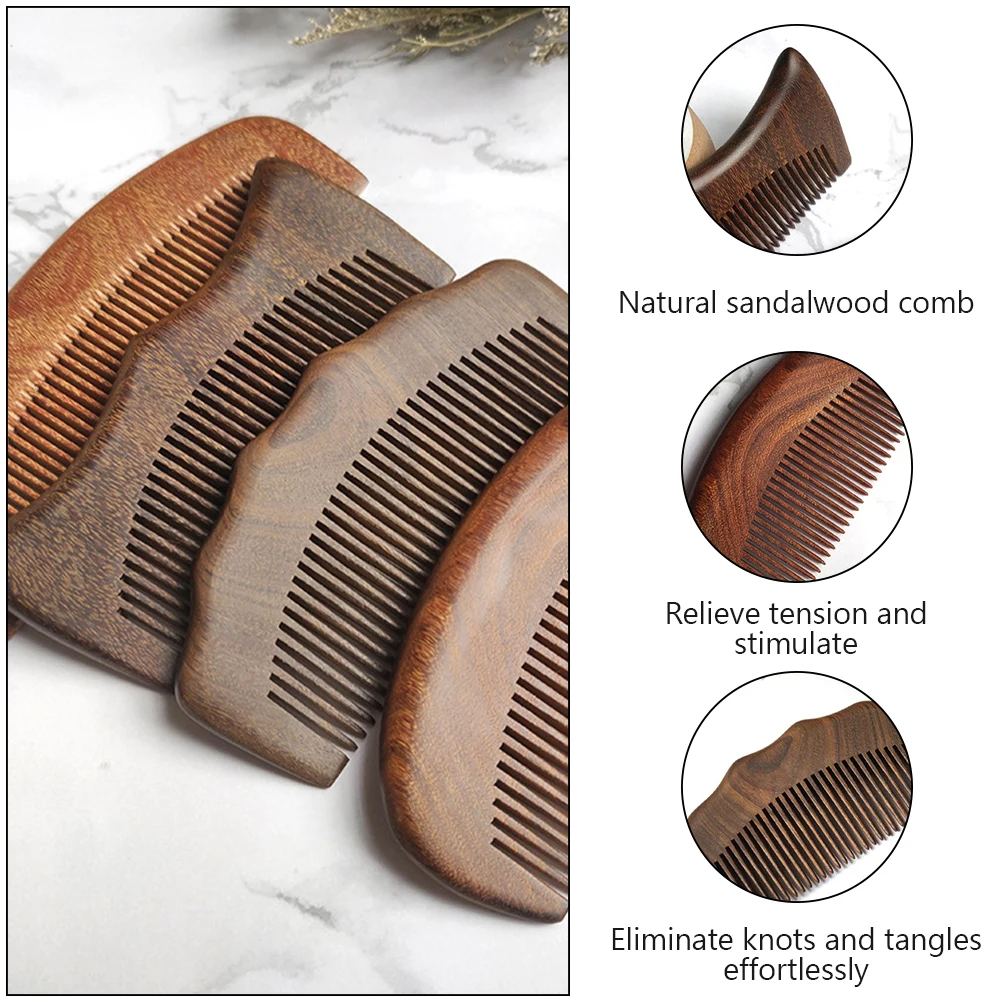 

3pcs Sandalwood Comb Anti-Static Wood Hair Tool Detangling Scalp Massage Frizz Free for Thick Curly Hair Care
