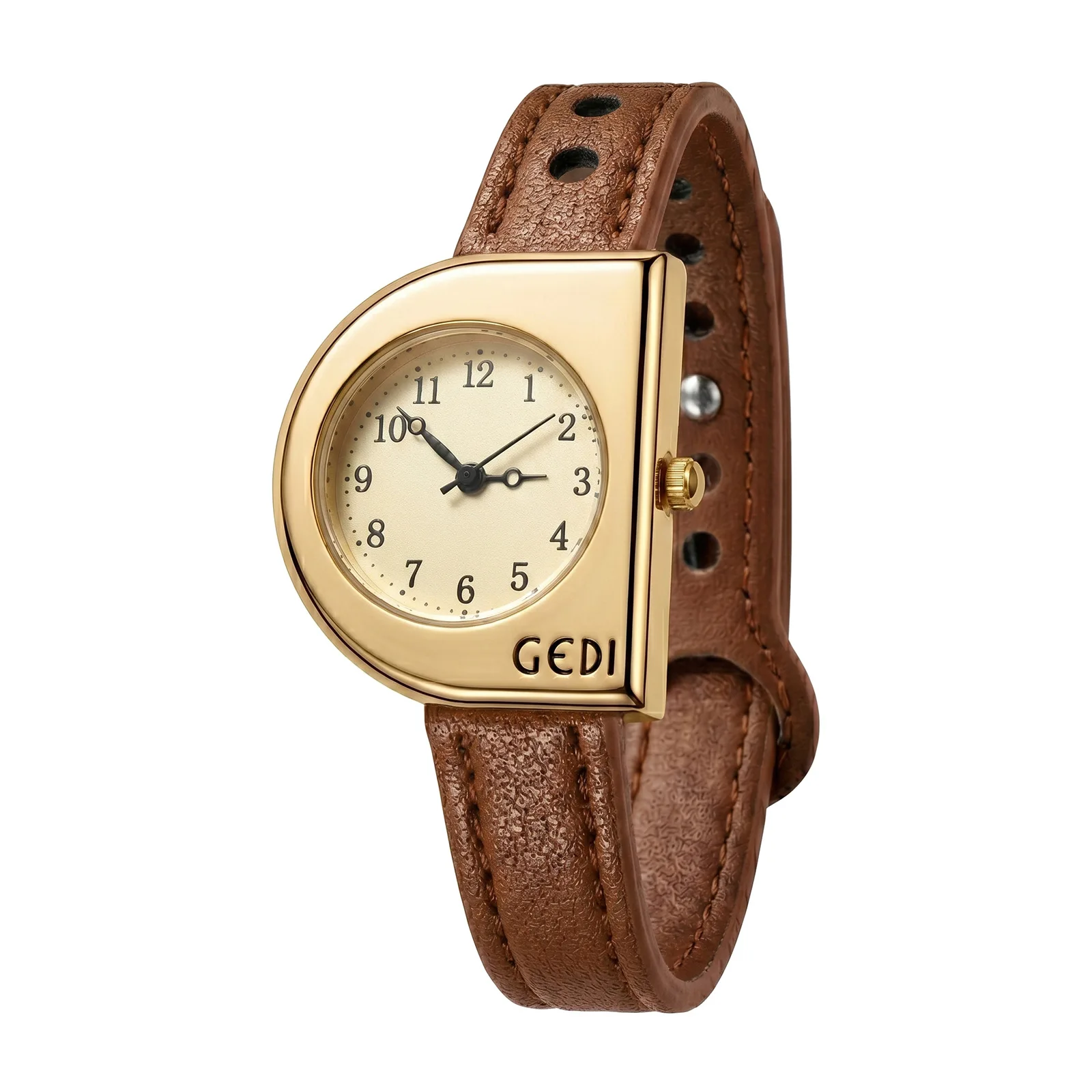 New Trendy Casual Retro Watch For Women Unique Light Luxury Waterproof Leather Strap Female Fashion Quartz Watches Gift