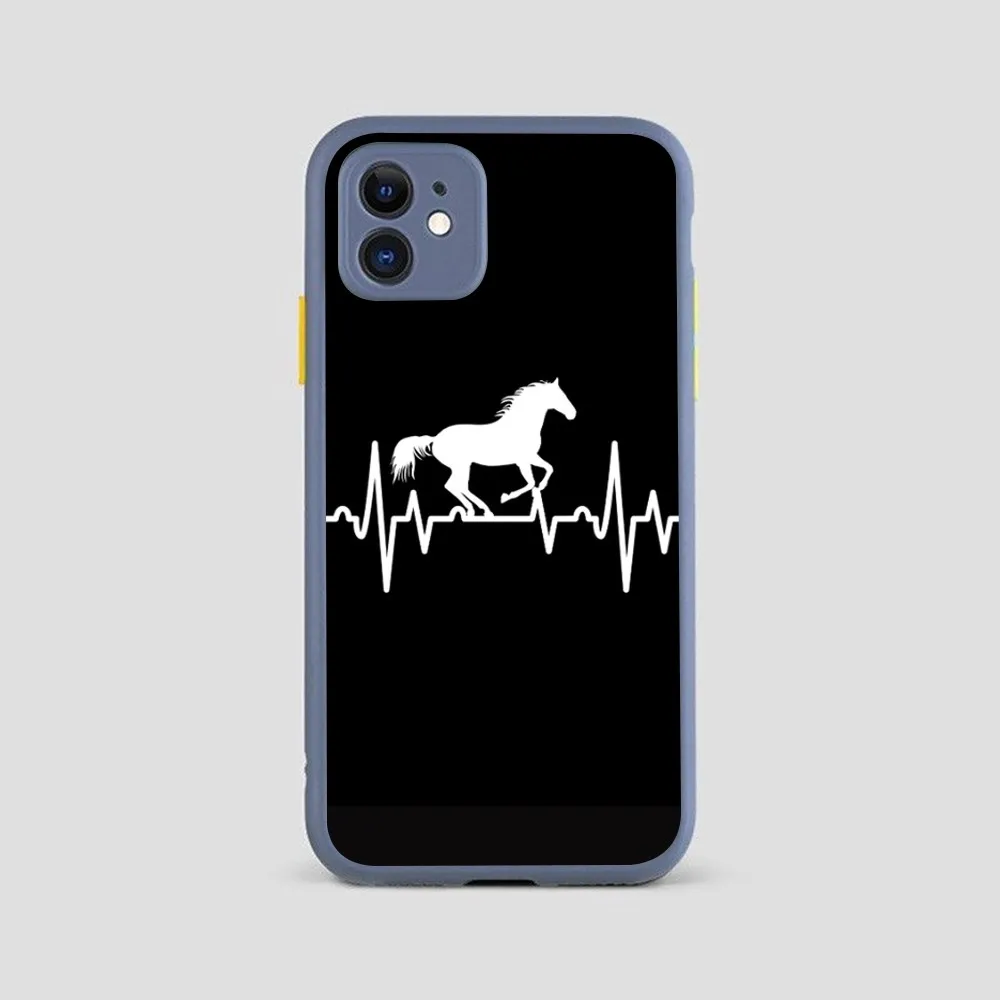 Horse Heartbeat Phone Case for iPhone 14 11 12 13 Mini Pro Max 8 7 Plus X XR XS MAX Translucent Matte Cover