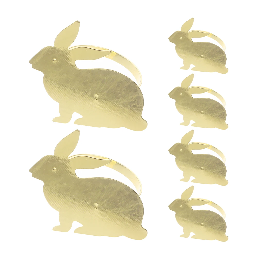 

6pcs Metal Rabbit Napkin Rings Easter Decorative Buckles Zinc Alloy Bunny Shaped Dining Tableware Party Accessories