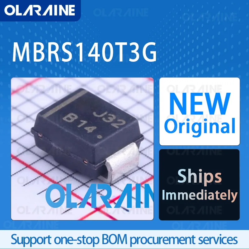 

10/50/100Pcs MBRS140T3G SMB (DO-214AA) original ic chip Schottky diodes and rectifiers RoHS If -1 A Vf - 600 mV