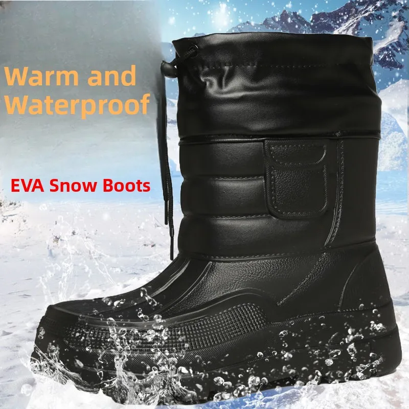 Men's Thickened Fleece Lined Snow Boots Fishing Outdoor Waterproof Warm Cotton Boots Winter Cold Resistant Boots JIFANPAUL