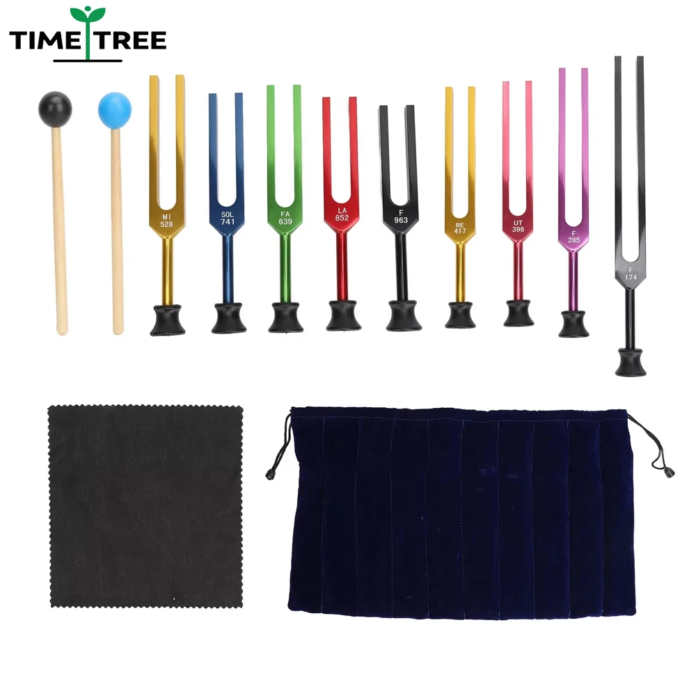 

9PCS Unweighted Tuning Fork for Healing Set Multi-Color Chakra Tuning Forks, Aluminum Alloy Solfeggio Tuning Forks