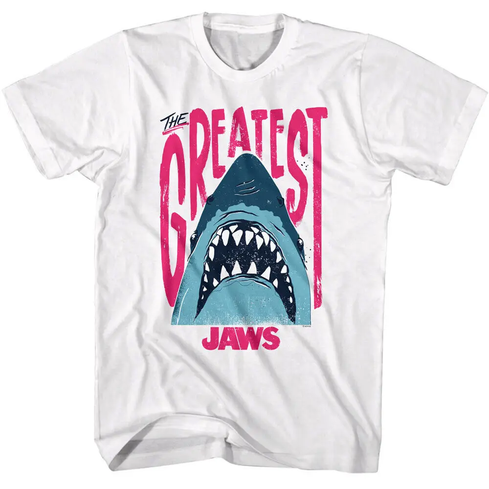 Jaws The Greatest Shark Men'S White T Shirt Shirtth Bite Cartoon Comic Movie Crew