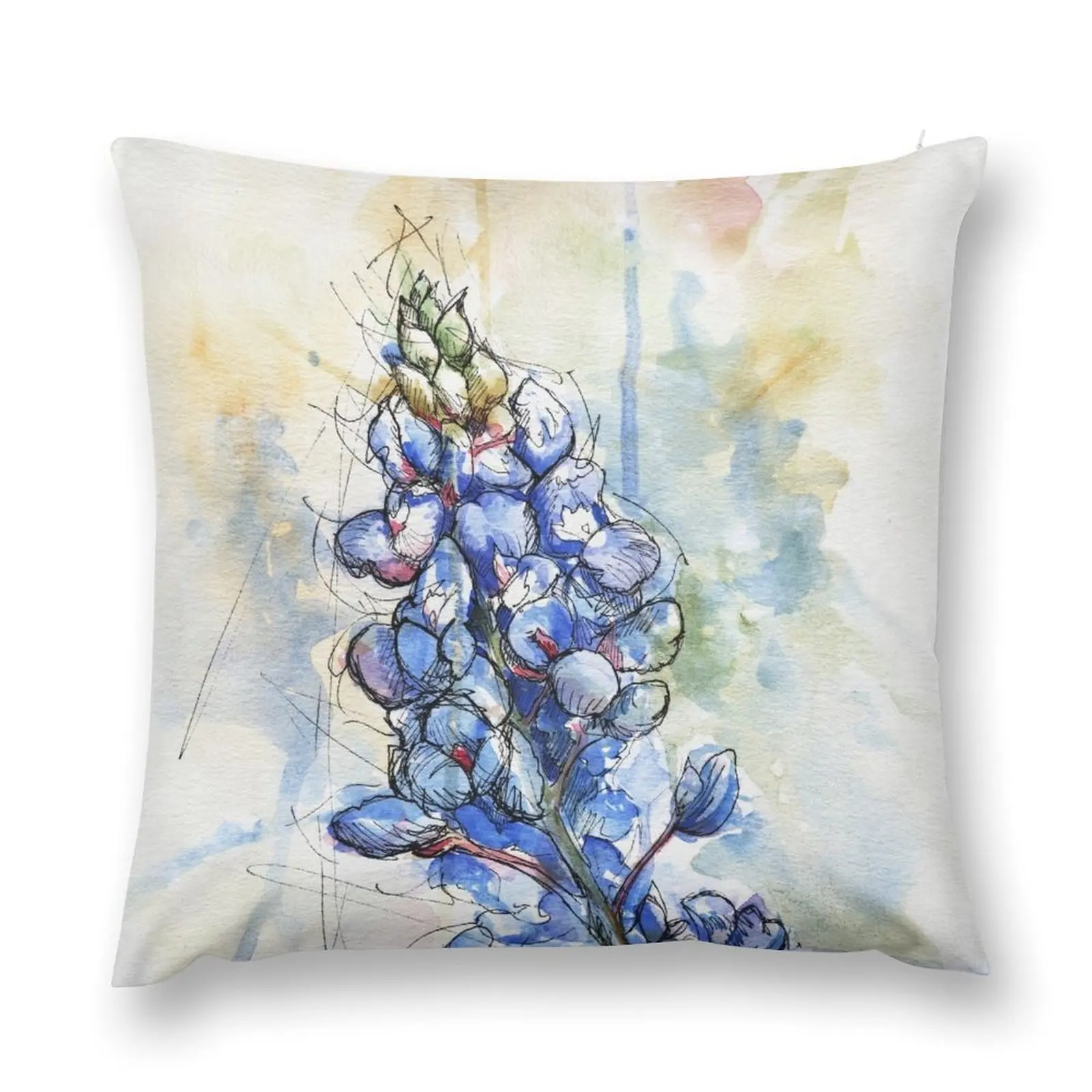 Texas Bluebonnet Wildflower Watercolor by Ela Steel Throw Pillow pillow pillowcase Christmas Pillows pillow