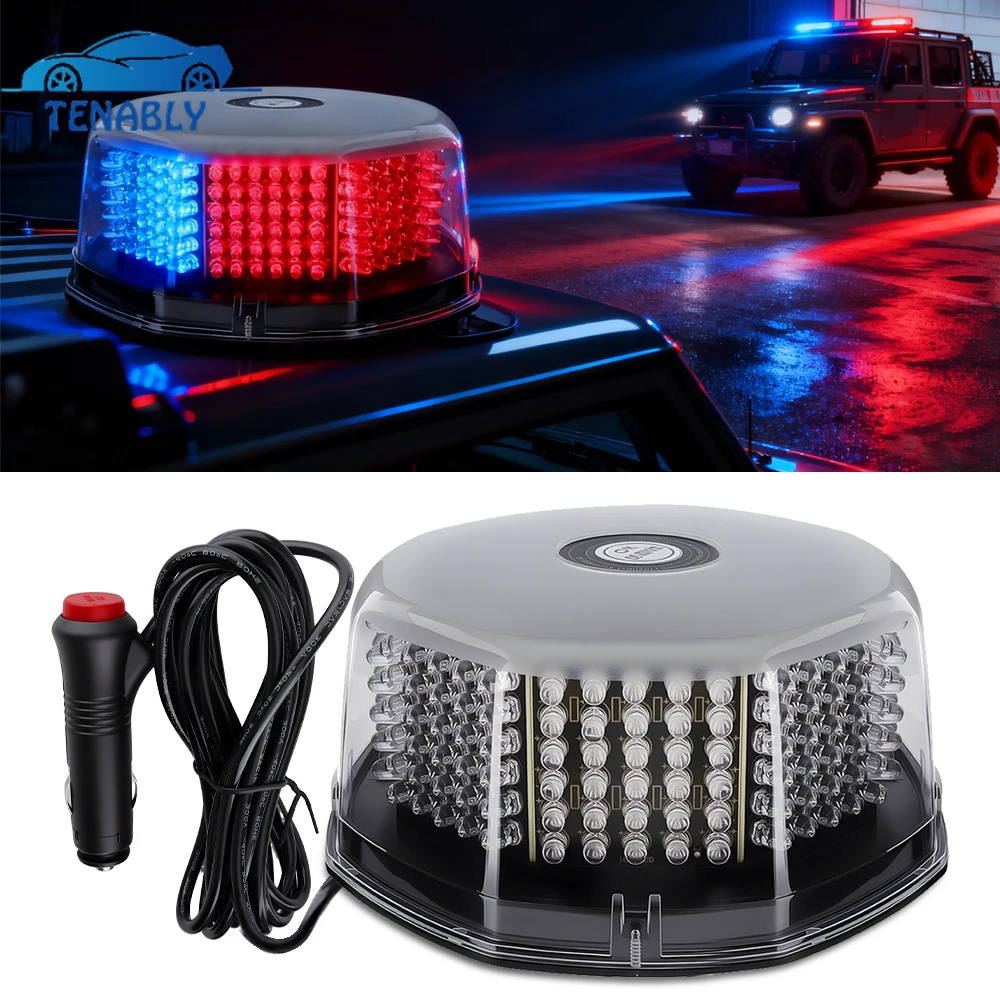

360° Rotating Police Strobe Light 240LED Magnetic Car Warning Flashing Light 12-24V Auto Led Stroboscope Red Blue Yellow Beacon
