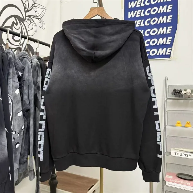 كبير الكلب طباعة VALLEY رجل هوديس غسلها الأسود القطن الخالص الأمريكية الهيب هوب فالي المتضخم مقنعين بلوزات