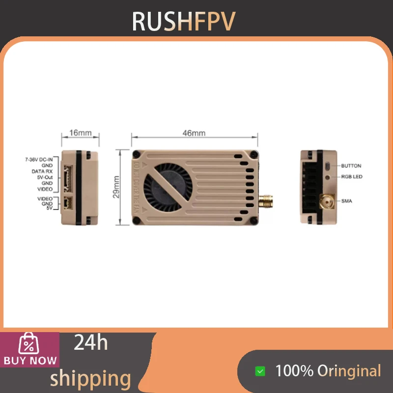 RUSHFPV XSPAN XA6.1G-7.2G GaAs VTX VRX Set, Circular Polarized Antenna for FPV Drone RC Model