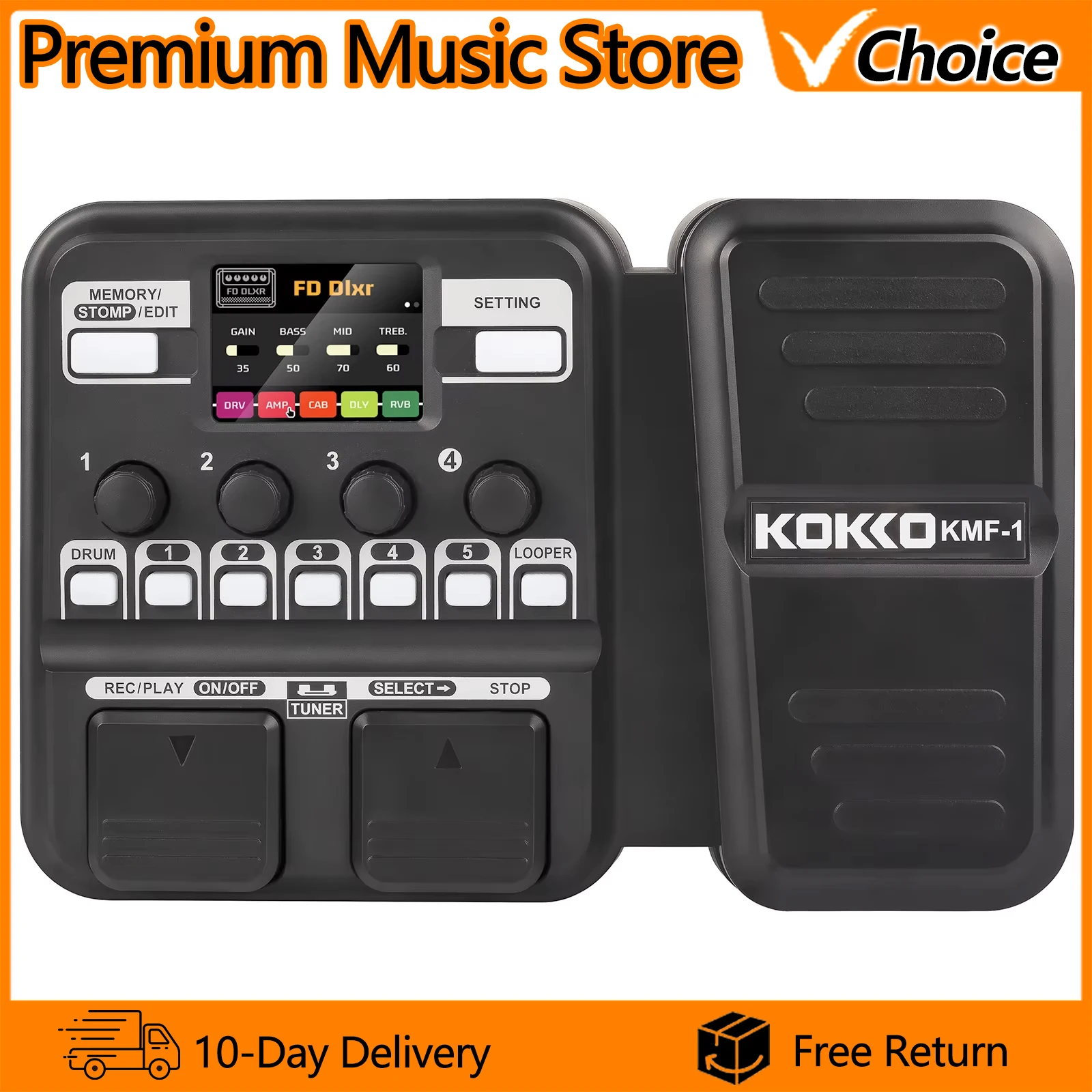 

Гитарный процессор мультиэффектов KOKKO KMF-1, 18 моделей усилителей, 512 точек IR-сэмплирования, драм-машина, лупер, аксессуары для гитары