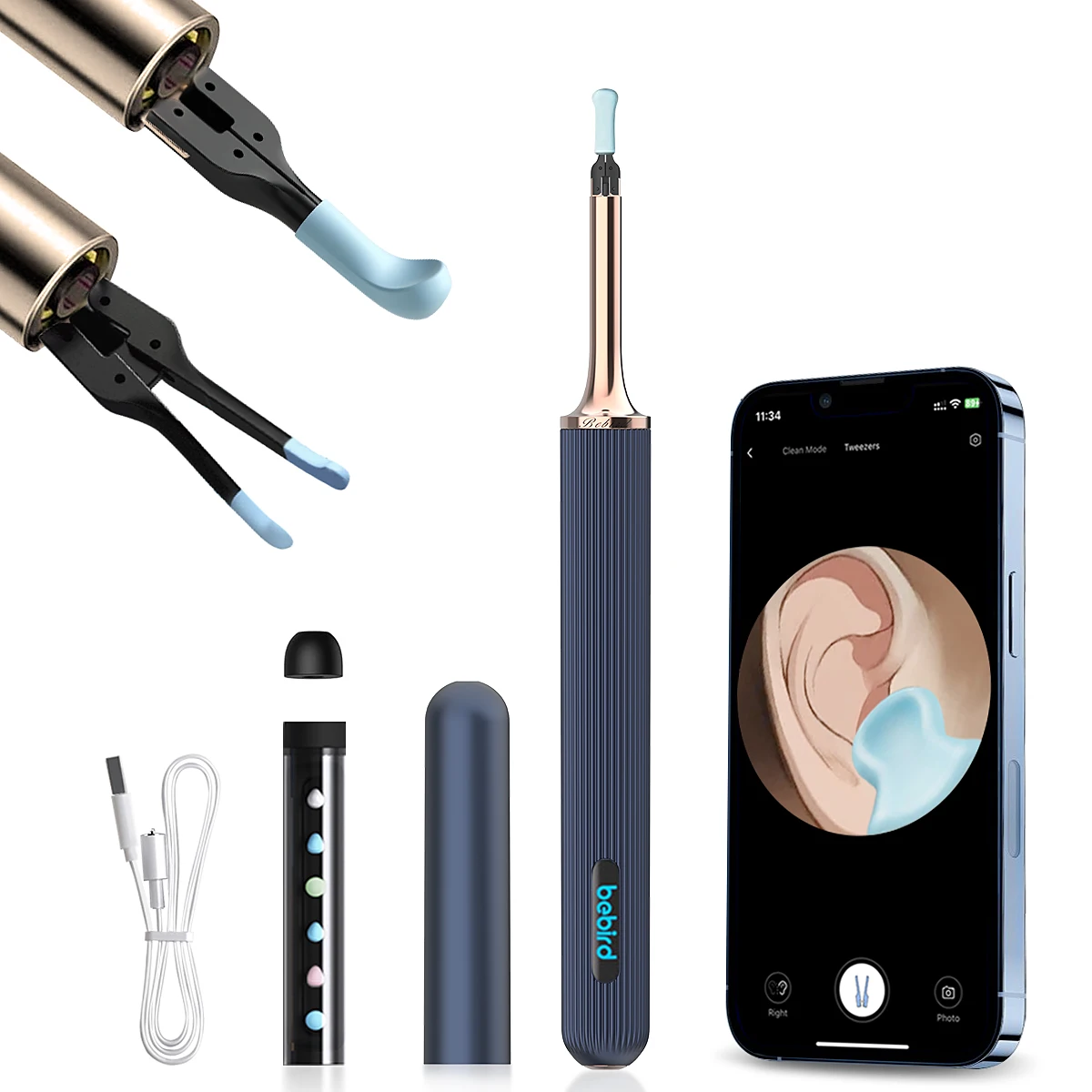 

3-in-1 Visual Earwax Cleaning Kit Ear Picker Ear Wax Removal Tool Kit with 5 LED and 1080P HD Camera