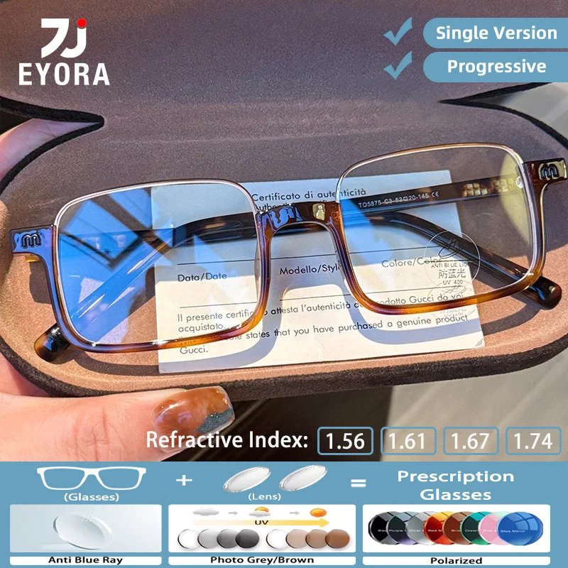 

EYORA Square Half-rim Frame TR90 Reading Glasses for Women Myopia and Hyperopia Anti Blue Light Progressive Photochromic Glasses