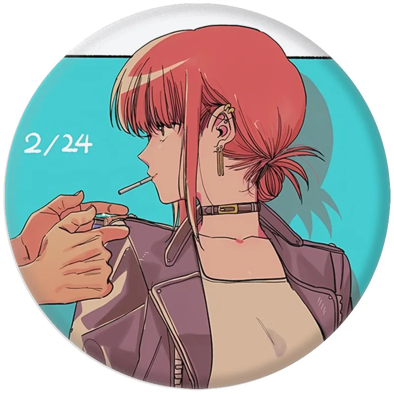 2Pcs/set Smoking Behind the Supermarket with You Button Brooch Sasaki Tayama Couple Manga Metal Badge Pins For Backpack Decor