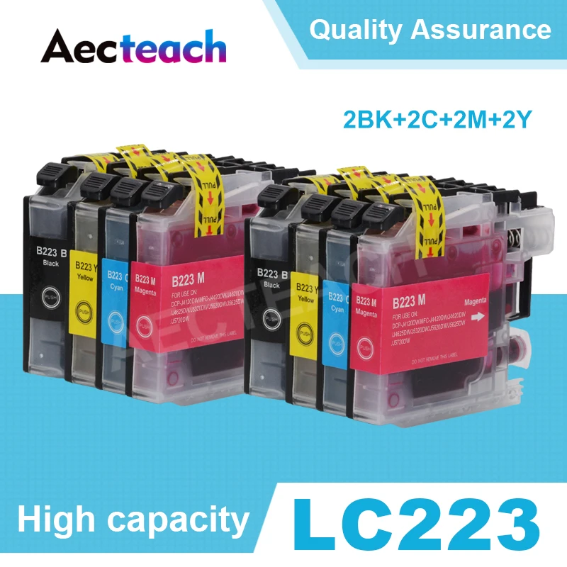 Aecteach Compatible for Brother LC223 Ink Cartridge For Brtoher DCP-J562DW/J4120DW/MFC-J480DW/J680DW/J880DW/J4620DW/J5720DW