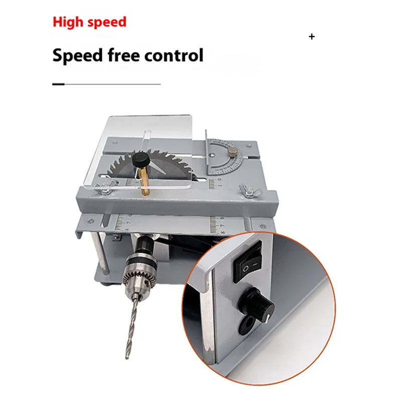 96W Mini Table Saw Multifunction Cutting Tool Aluminum Alloy Frame Pure Copper Motor Adjustable Speed Electric Table Saw