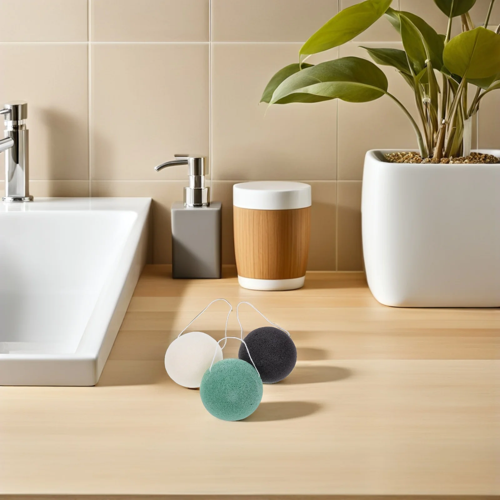 

6pcs Round Konjac Face Washing Puff Natural Facial Cleansing Sponge For Sensitive Skin Exfoliating Daily Use Biodegradable