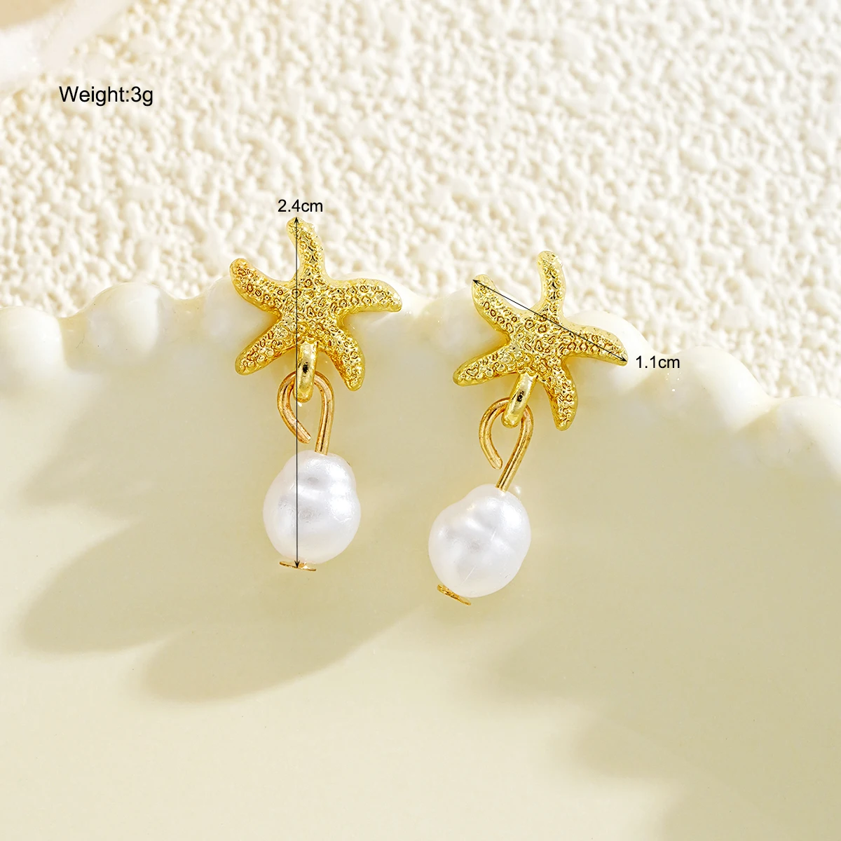 Vintage Starfish Imitation Pearl Pendant Earrings For Women Fashion Elegant Gold Color Earrings Summer Beach Party Jewelry Gifts image 6