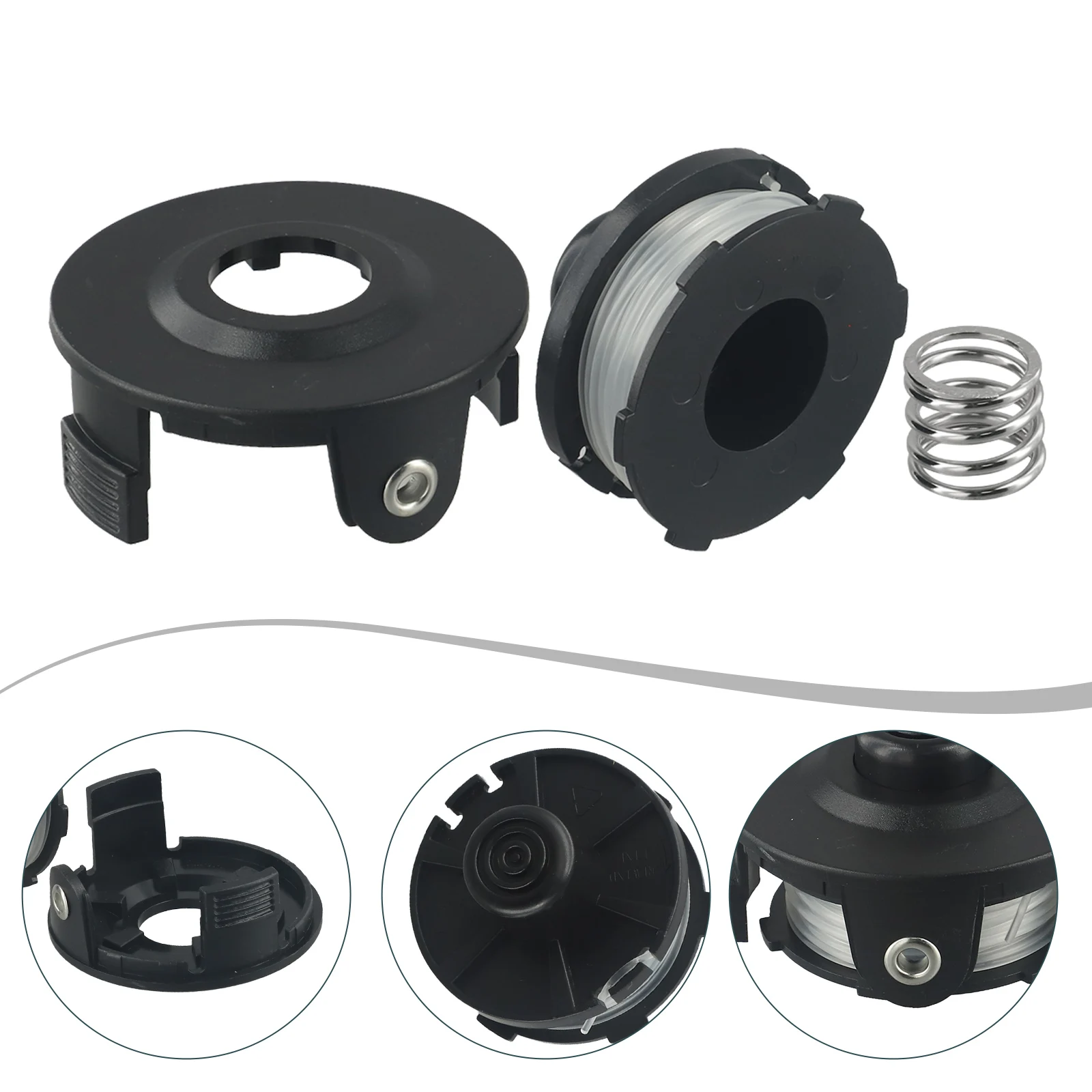 

Replacement Trimmer Head Spool Cap Much Easier 1.6 Mm 195858-1 Practicall 196146-9 8.3 Metres/27ft With Spring