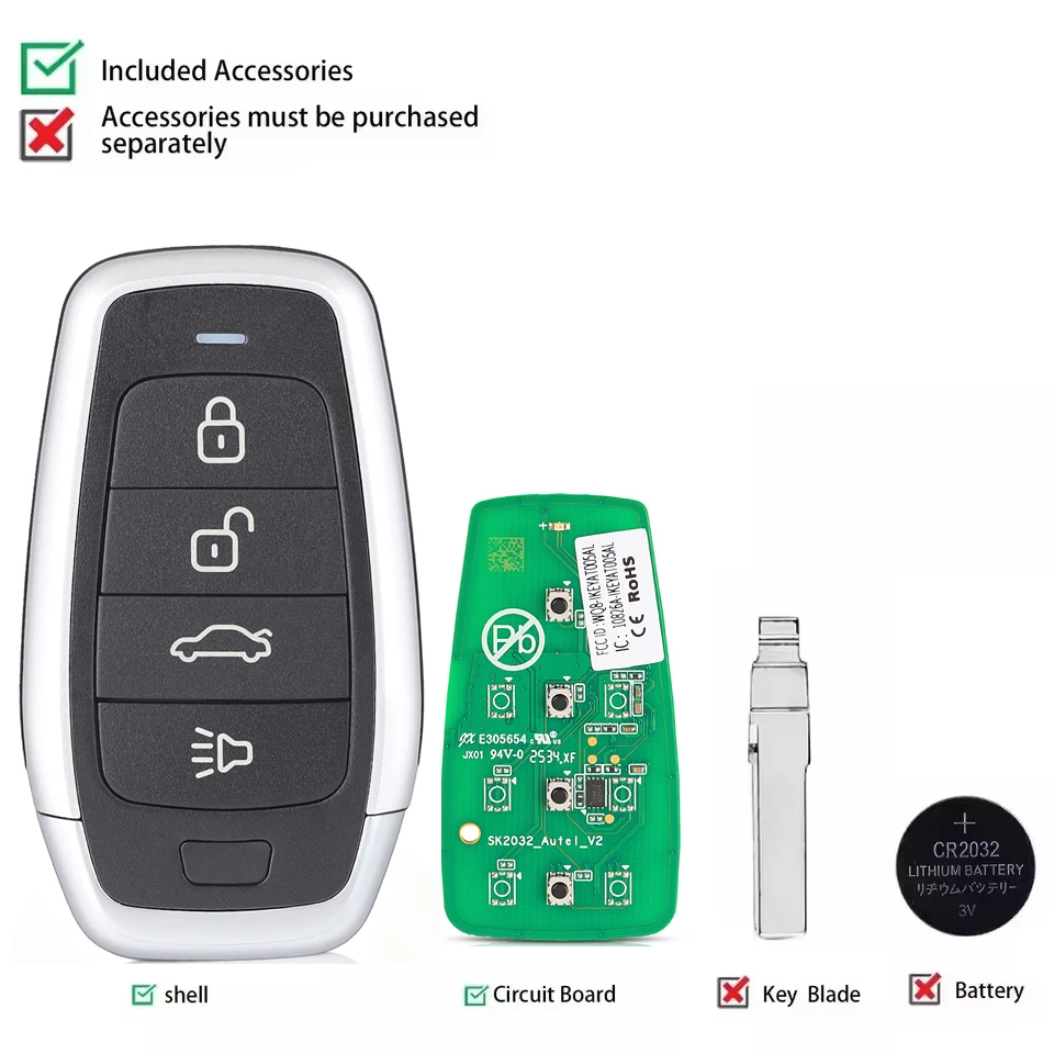 AT004CL IKEYAT004CL Autel Independent Universal Smart Remote Key Fob for KM100 IM508 IM608 KM100E Without Key Blade