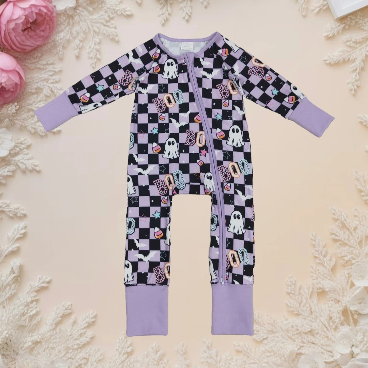 

Hot Sale Halloween Baby Girl Romper Long Sleeve Zipper Jumpsuit Cute Printed Outfit for Infant Toddler Kids Party Sleepwear