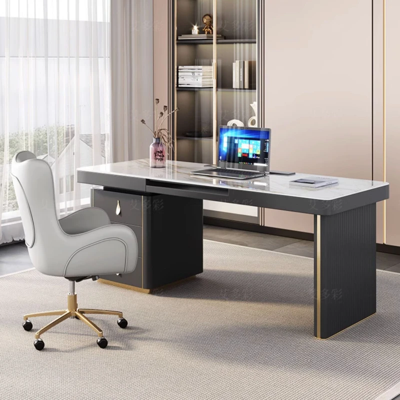 Write Top Grade Office Desk Study Computer Light Luxury Rock Plate Modern Storage Office Desks Escritorios Work Furniture QF50OD