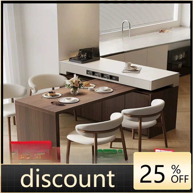 

LH medieval wind island dining table integrated retractable solid wood dining table bar