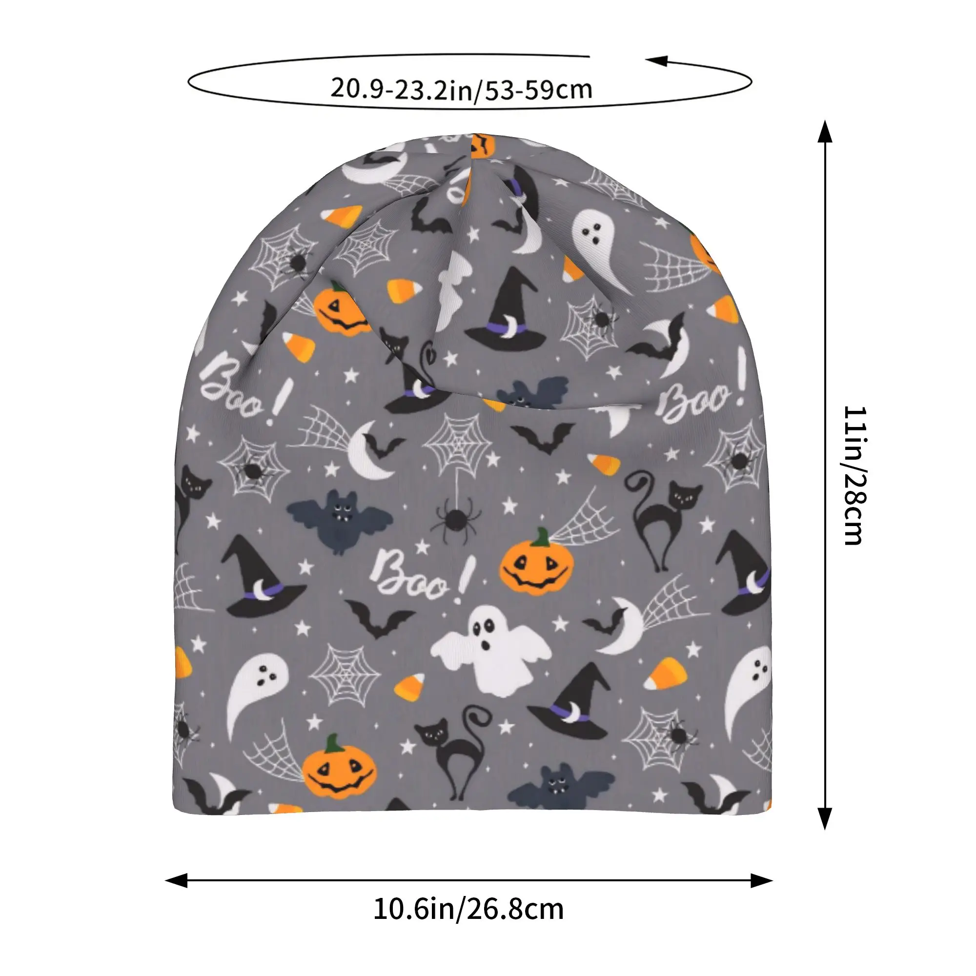 Halloween Ghost Pumpkin Spooky Trick Or Treat Witch Beanie Cap for Men Women Streetwear  Beanies Hat for Cycling
