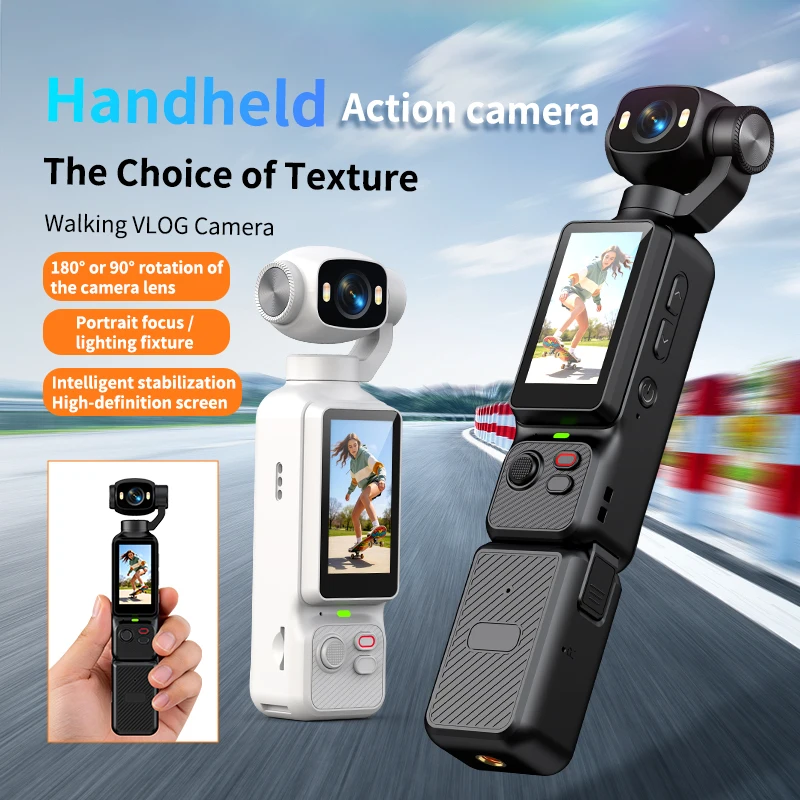 4K Handheld Action Camera with Wifi 1.97' Screen Vlog Camera for Outdoors Shooting Videos And Photos Charging Expansion Bay
