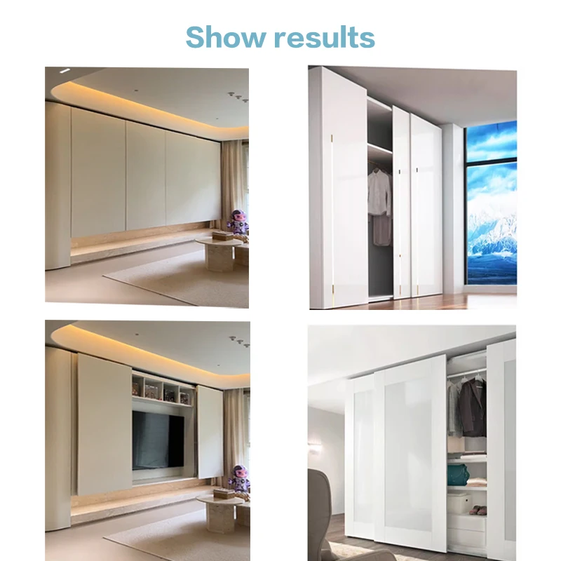 Soft Closing Electric Sliding Door Track Hardware Kit Hidden Double Buffer Self-Closing Quiet For Wardrobe TV Cabinet Custom