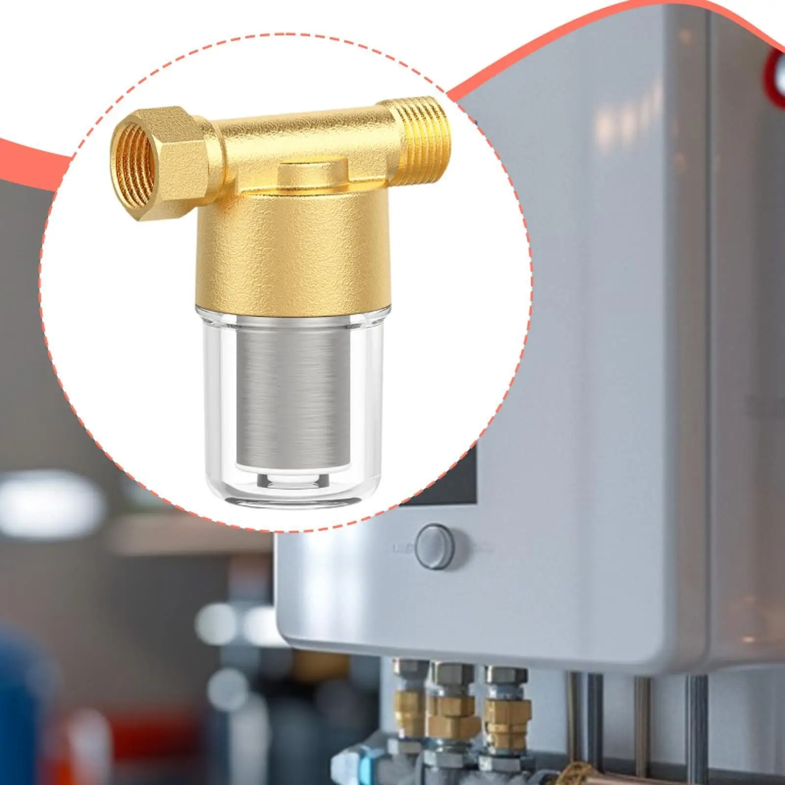 Brass Inline Water Pre Filter Transparent Housing Universal 1/2