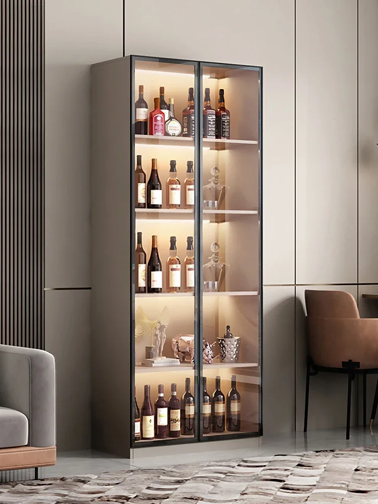 

Living Room Glass Door Wine Cabinet Household Simple Modern Luxury High Storage Display Restaurant Side Cabinet Furniture Club