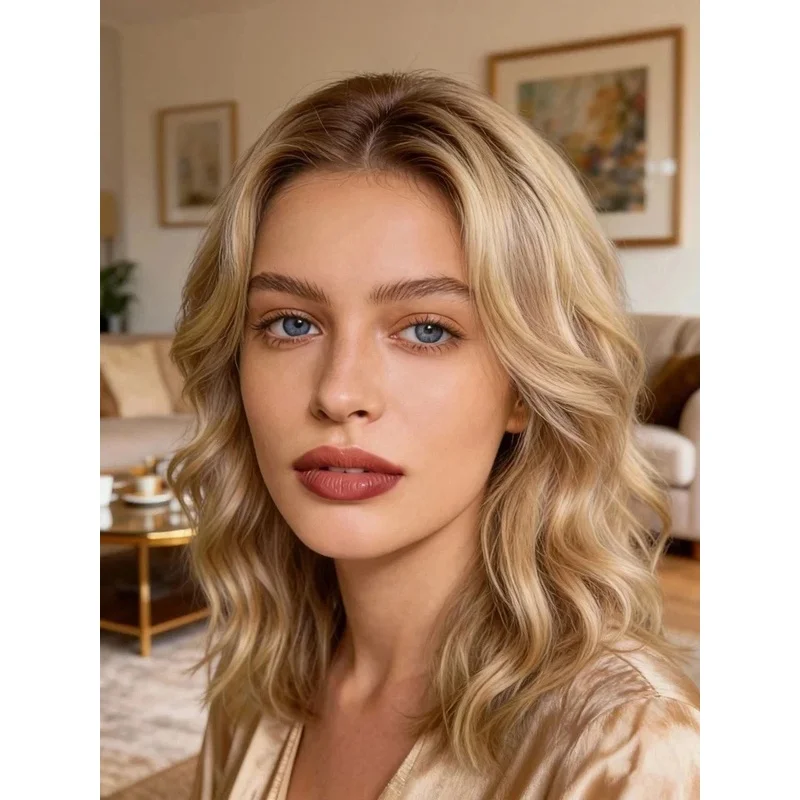 Hair New Women's Long Natural Brown Blond Wavy Wig 14 Inch