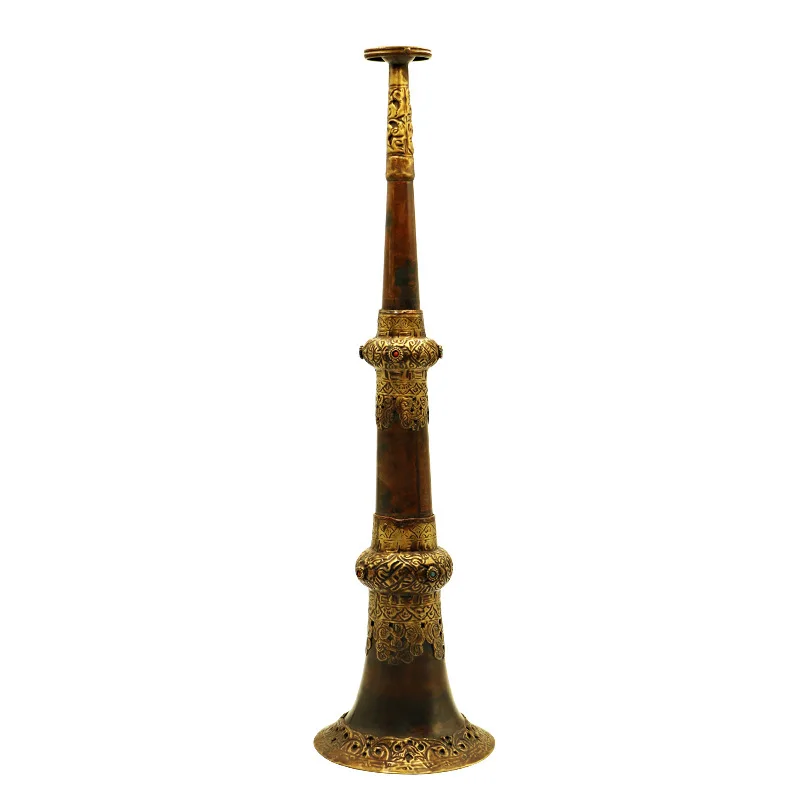 Trompette tibétaine, corne népalaise en laiton faite à la main, extensible, objet de collection antique, instrument religieux, artisanat traditionnel