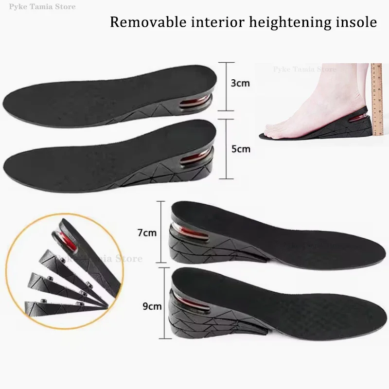 

3-9cm Variable Height Increase Insole Men Women Air Cushion Elevator Shoe Pads Lifts Kits Arch Support Orthopedic Taller Inserts