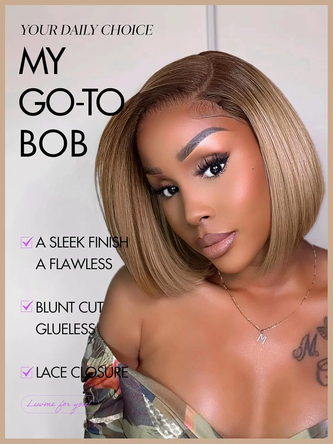 Luvme Hair Ash Blonde Short Bob Wig Human Hair Glueless Blunt Cut Style Pre Cut Glueless Hd Lace Closure Glueless Wigs Human