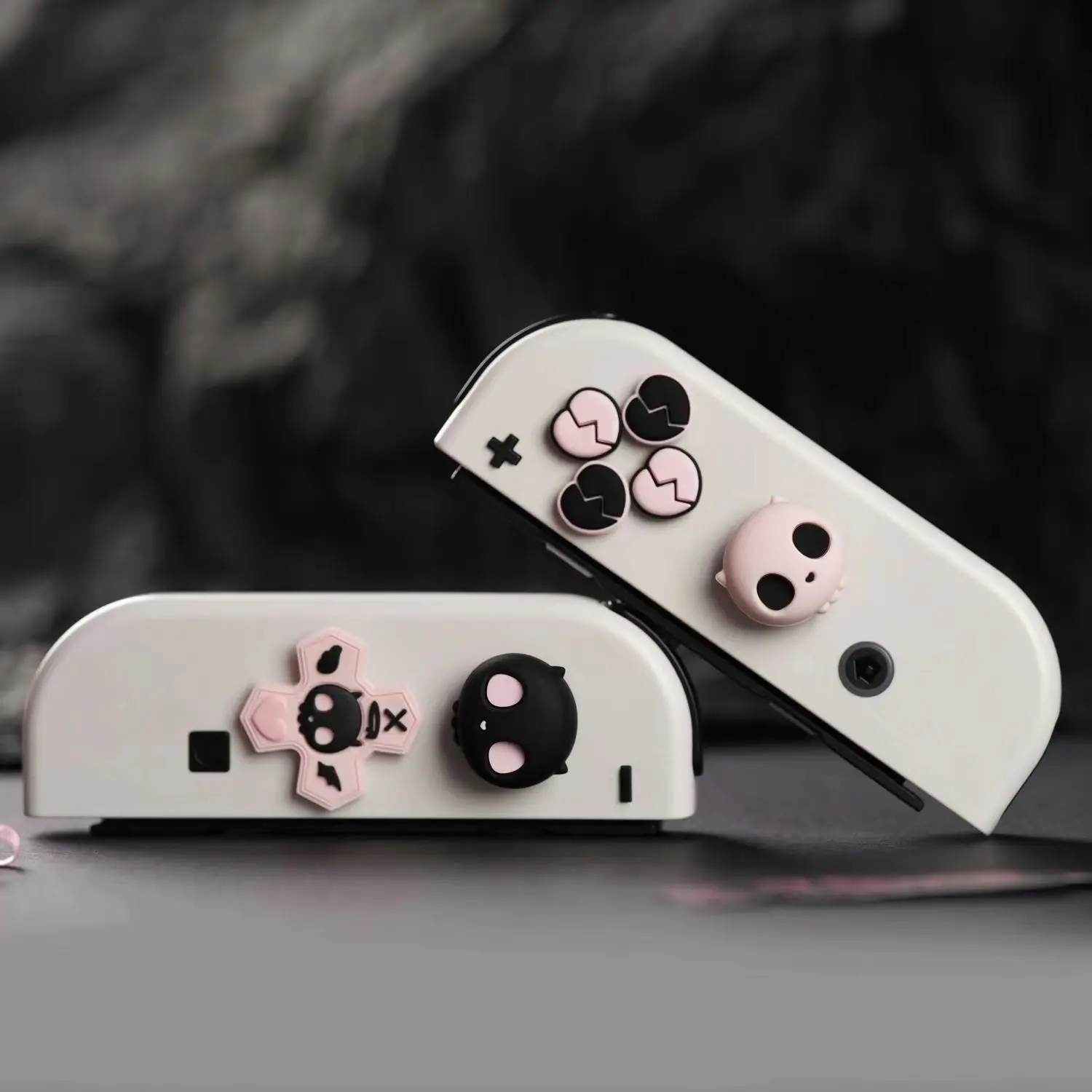 Sweety Skull Silicone Soft D-pad Cross Button ABXY Key Sticker Skin Case For Switch Oled NS Joy-con Thumb Stick Grip Cap Cover