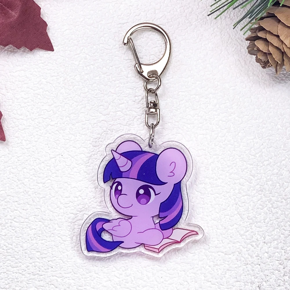 1/5Pcs Cartoon My Little Pony Car Keychain Accessories Acrylic Cute Charms Pendant For Bag Funny Key Holder Backpack Decoration