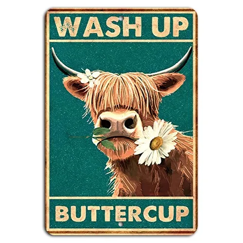 

Wash Up Buttercup — забавная вывеска для ванной комнаты, алюминий, 8x12 дюймов, алюминий