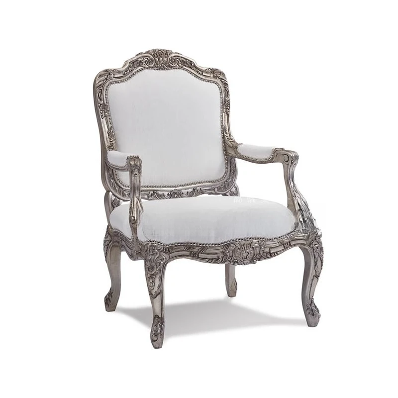 

American carved desk and chair retro old armchair French gold all solid wood leather tiger chair single sofa