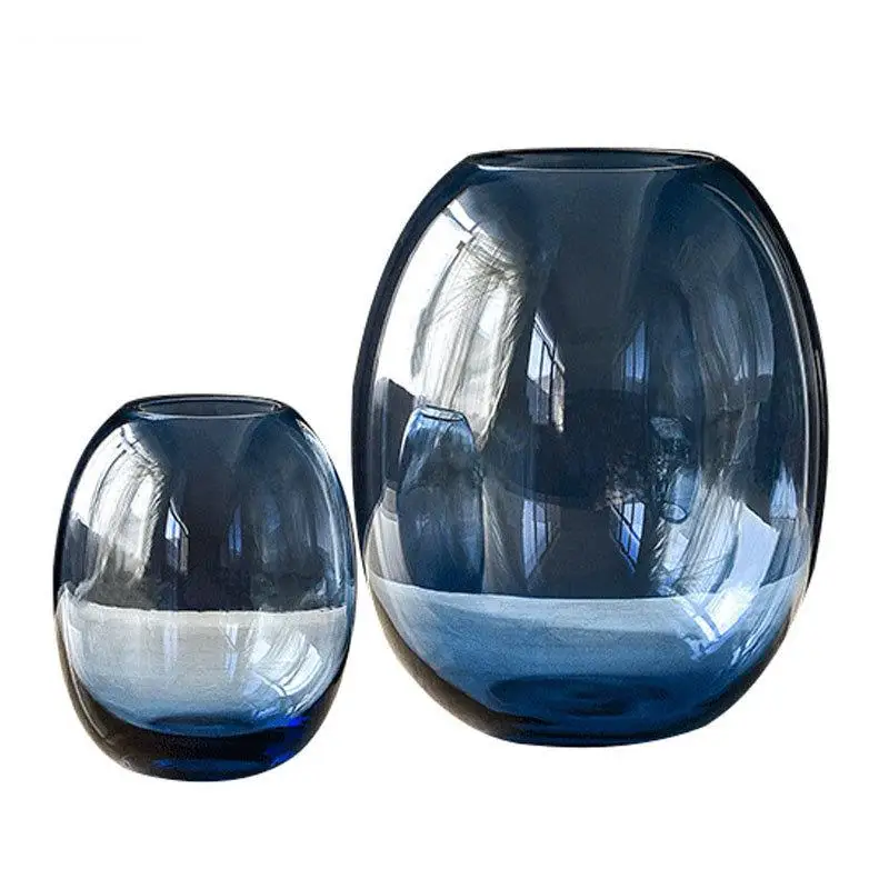 Imagem -06 - Vaso de Vidro Azul Transparente Vasos de Hidroponia Decoração de Mesa Arranjo de Flores Vasos Floral Circular Moderno