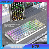 Attack Shark K75 Mechanical Gamer Keyboard Transparent Wired Keyboard Hot Swap 81Key RGB Backlit Gaming Customized Keyboard Gift