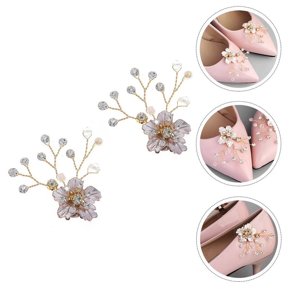 

1Pair Water Drill Pearl Shoe Buckles Durable Elegant Wedding Bridal Shoe Accessories Fashionable High Heel Clips Delicate