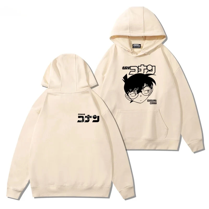 Japanese Detective Conan Printed Top Trend Couples Long Sleeve Hoodie Men Cotton Hoodie Top Summer Women Men Hoodie