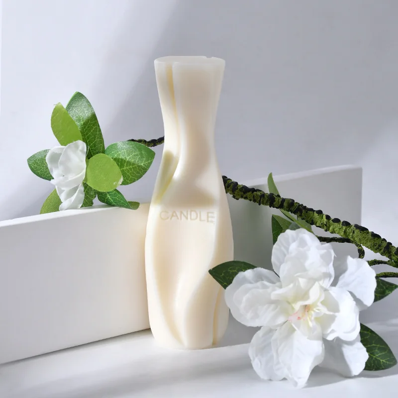 Geometric Spiral Column Silicone Candle Molds Handmade Bottle Vase Shape Aromatherapy Candle Epoxy Resin Soap Silicone Mold
