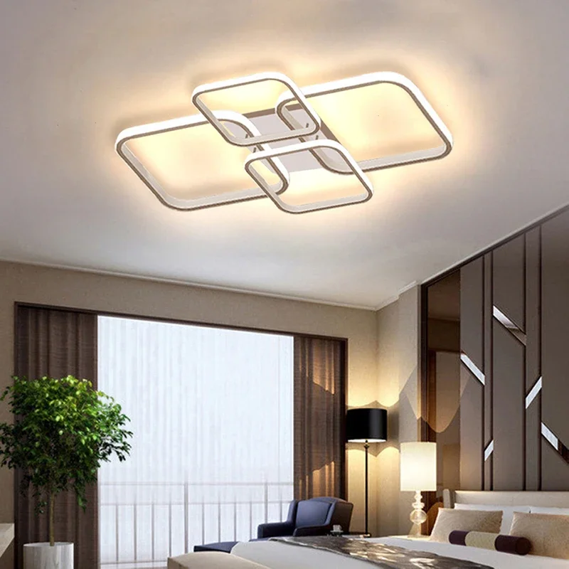 Nowoczesna lampa sufitowa LED 4-pierścieniowa czarna biała lampa dekoracyjna do sypialni salon restauracja hotel oświetlenie wewnętrzne Led połysk